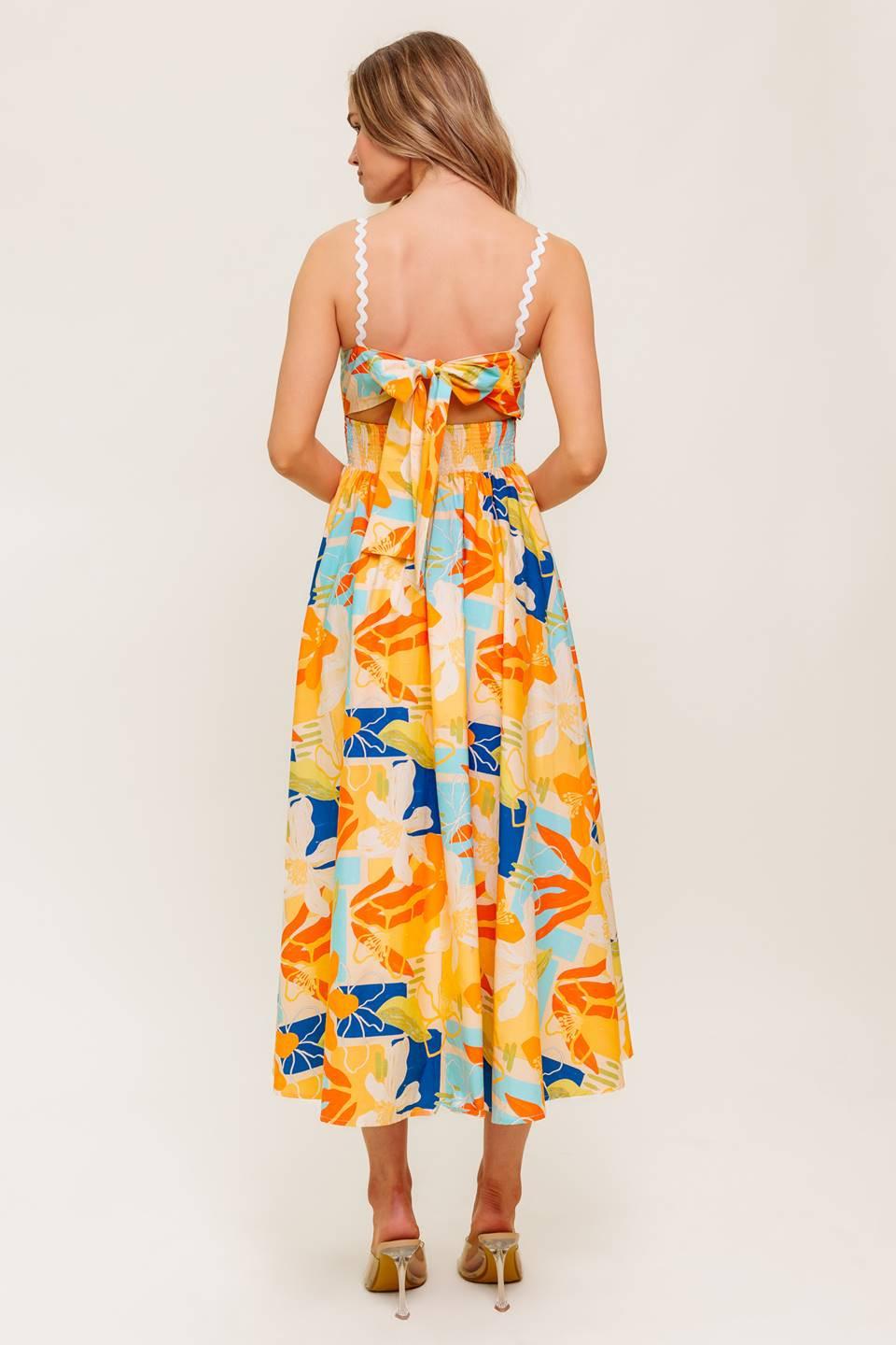 DAWN PETAL KISS WOVEN MIDI DRESS