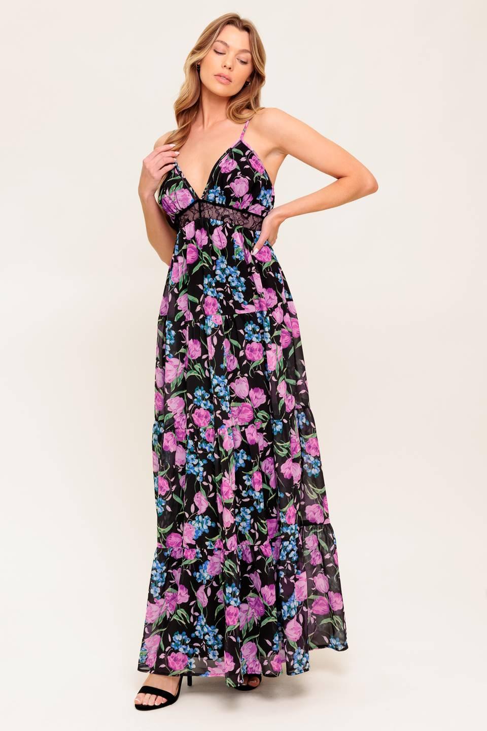 PURE SUNSHINE BLACK WOVEN MAXI DRESS