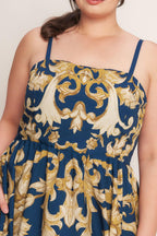 IMPERIAL BLOOM BLUE WOVEN MIDI DRESS