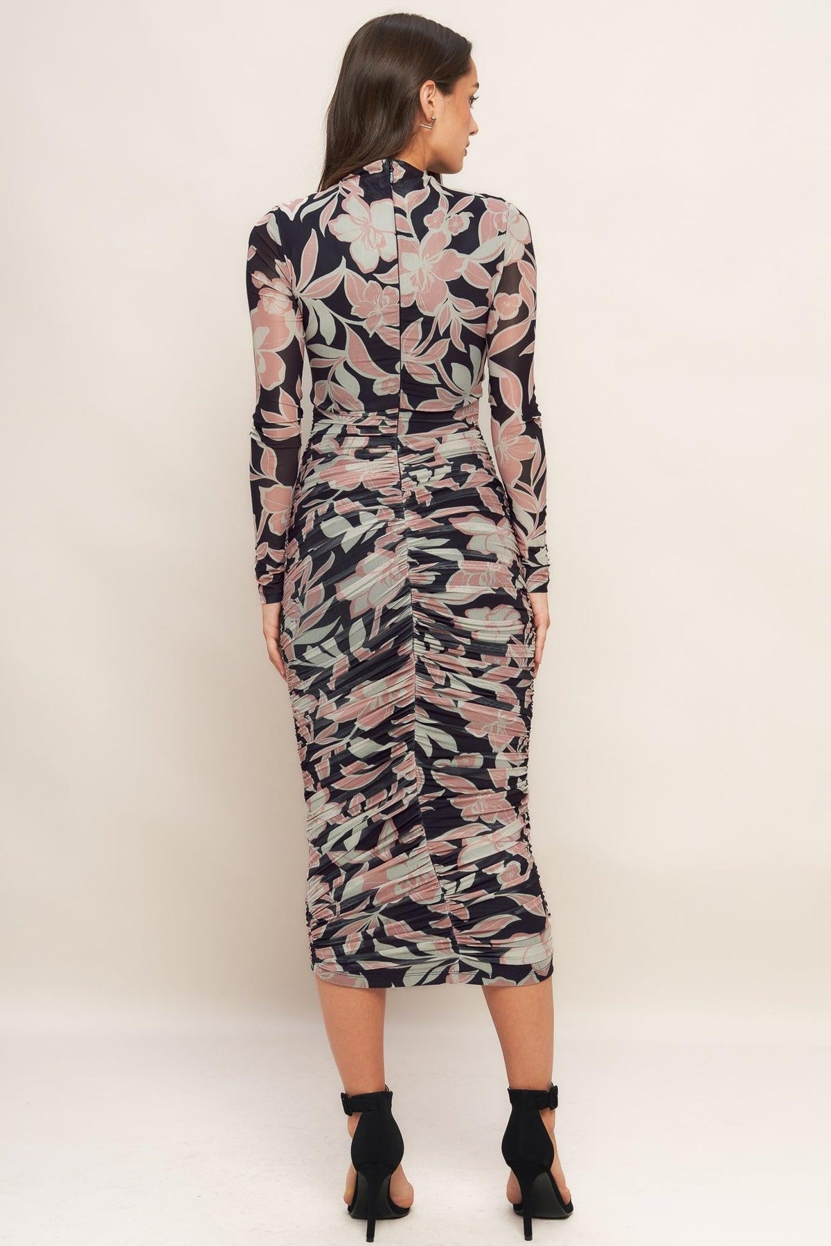 MUTED ROMANCE POWER MESH MIDI DRESS