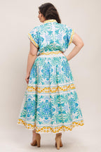 BLUE REGALIA WOVEN MIDI DRESS