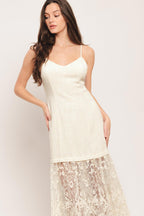 MILK PETAL WOVEN LACE MIDI DRESS