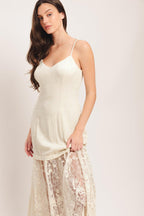 MILK PETAL WOVEN LACE MIDI DRESS