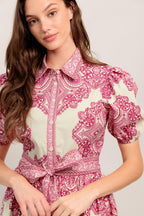 TEA AT NOON PAISLEY WOVEN MINI DRESS
