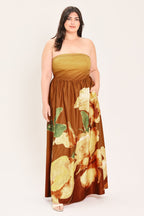 GOLDEN ROSE AFTERGLOW WOVEN MAXI DRESS