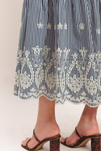 STRIPE COVE WOVEN MIDI DRESS