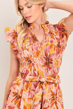 APRICOT BLOSSOM WOVEN MIDI DRESS