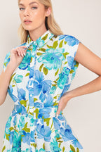MODERN BLOOM WOVEN MIDI DRESS