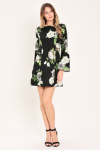 WHISPERING ROSES WOVEN MINI DRESS