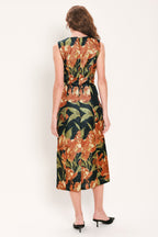 STARRY NOIR BLACK METALLIC TEXTURED COLUMN DRESS