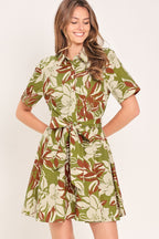 VERDANT ESCAP WOVEN MINI SHIRT DRESS