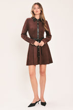 FALLING FOR YOU BURGUNDY FAUX SUEDE TIE-WAIST MINI DRESS