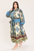 SKYBORNE ORNAMENTAL GRACE WOVEN MIDI SHIRT DRESS