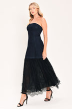 MIDNIGHT COLUMN MUSE DENIM TUBE DRESS