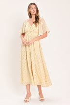 SHIMMERING SKY AFFECTION WOVEN MIDI DRESS