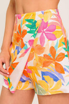 TIDAL TOUCH IVORY WOVEN SKORT