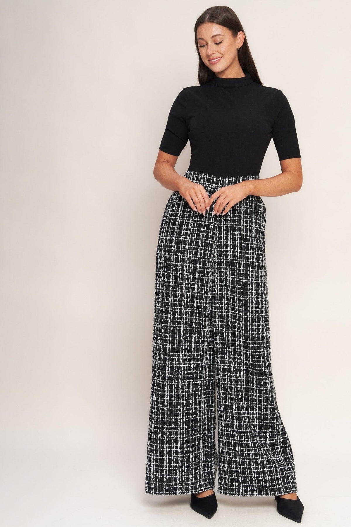 ÉCHEC PARISIEN KNIT TOP AND TWEED PANT JUMPSUIT