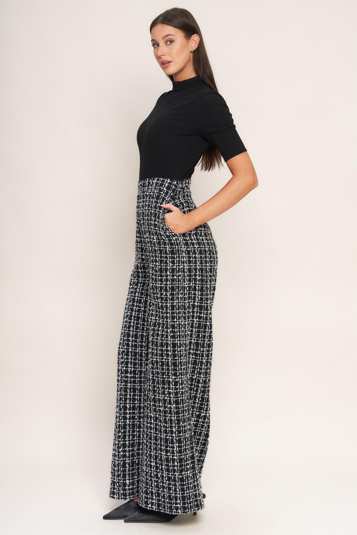 ÉCHEC PARISIEN KNIT TOP AND TWEED PANT JUMPSUIT