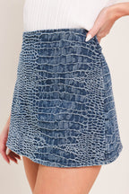 CROCO CHIC DENIM SKORT