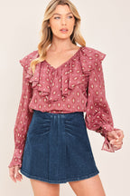 INDIGO RUCHING DENIM SKORT