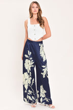 WHITE MAGNOLIA CURRENT WOVEN WIDE LEG PANTS