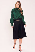 NIGHT OUT CHAIN BELTED CULOTTE PANTS