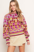 CHEER YOU ON JACQUARD SWEATER TOP