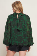 NOIR LEAF GREEN WOVEN TOP