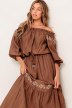 FULL SPEED AHEAD BROWN WOVEN TOP