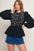 BLACK CANVAS WOVEN TOP