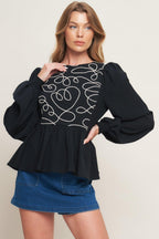 BLACK CANVAS WOVEN TOP