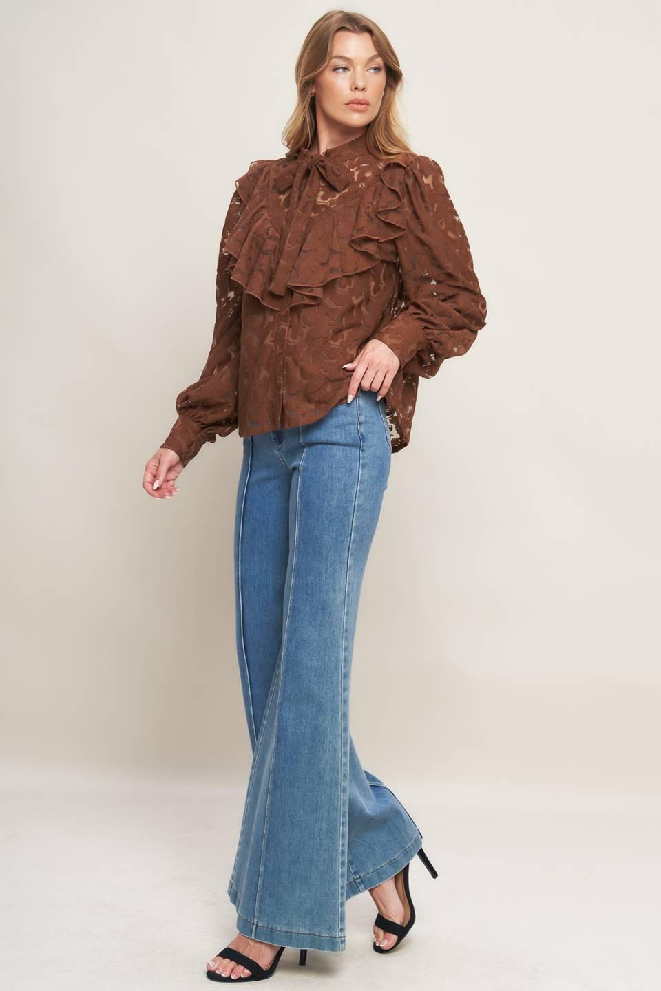 ROMANTIC SHADE WOVEN LACE TOP