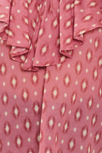 ROSE IKAT RUFFLE WOVEN TOP