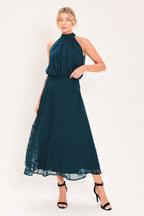 TEAL SHADOW SWAY WOVEN JACQUARD TOP