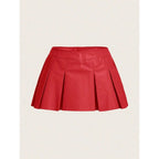 Women's Sexy Crop Top Leather Skirt