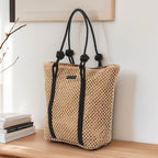 Hollow-Out Paper Rope Woven Tote – Large Straw Shoulder Bag, Commuter Beach Portable Purse