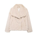 Women's Faux Fur Coat with Large Lapel
