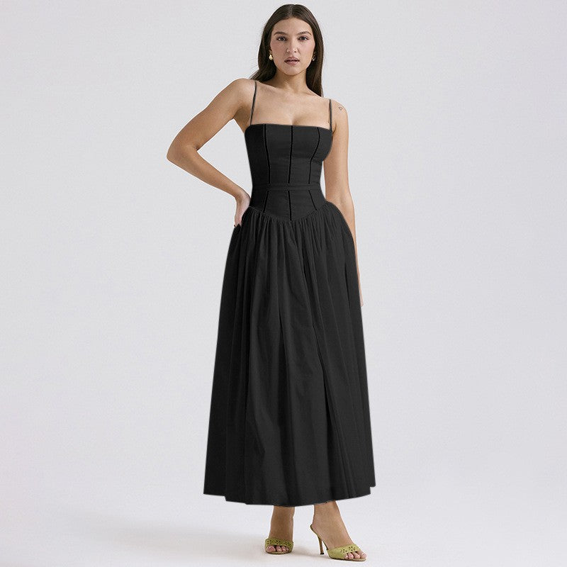 Elegant & Gentle Style Slimming Floral Spaghetti Strap Ethereal Maxi Dress