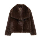Women's Faux Fur Coat with Large Lapel