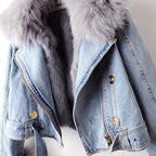 Denim Jacket with Detachable Faux Fur Liner