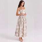 Elegant & Gentle Style Slimming Floral Spaghetti Strap Ethereal Maxi Dress