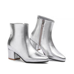 Chunky Heel Ankle Boots with Zipper