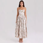 Elegant & Gentle Style Slimming Floral Spaghetti Strap Ethereal Maxi Dress