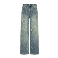 Women's American Style Spliced Snake Pattern Straight Leg Jeans