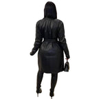 Long Leather Coat with Lapel