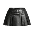 Women's Sexy Crop Top Leather Skirt