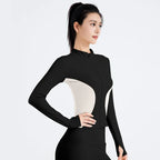 Women's Stand Collar Color Block Fitness Cardigan