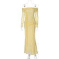 Women's Off-shoulder Slim-fit Lace Up Maxi Dress