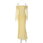 Women's Off-shoulder Slim-fit Lace Up Maxi Dress