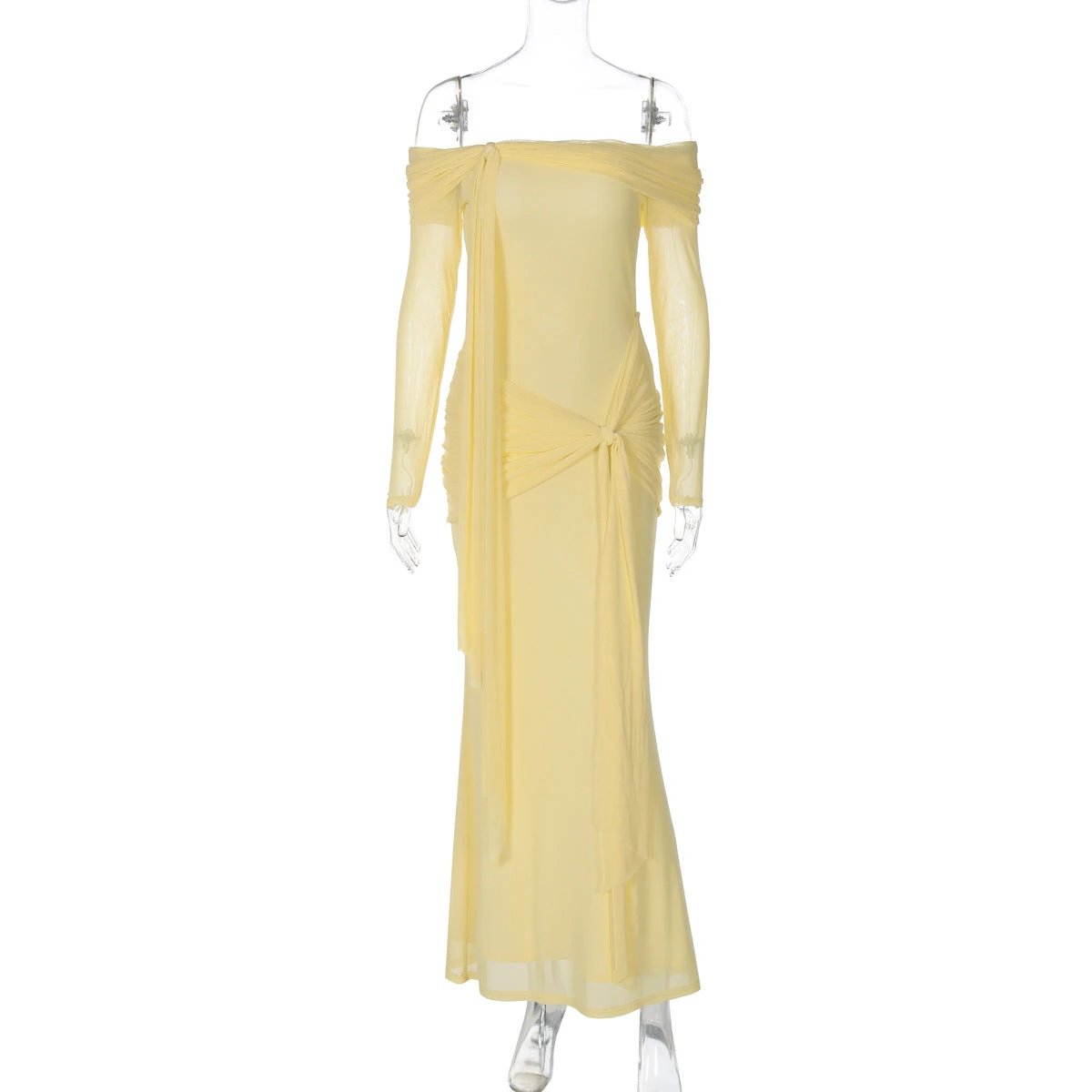 Women's Off-shoulder Slim-fit Lace Up Maxi Dress